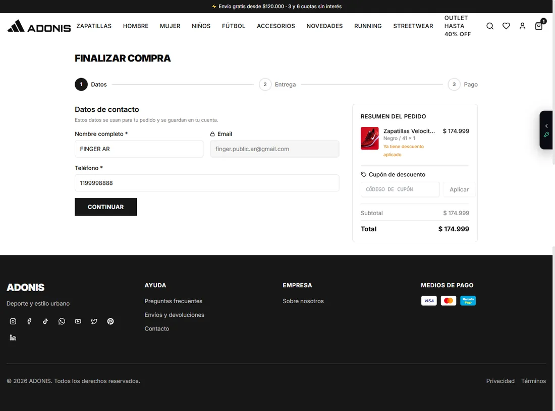 Checkout de la tienda