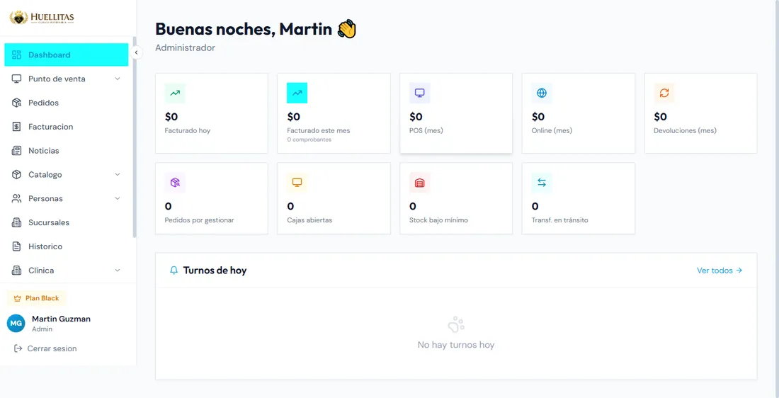 Panel de administración de VetOne